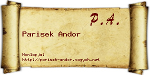 Parisek Andor névjegykártya